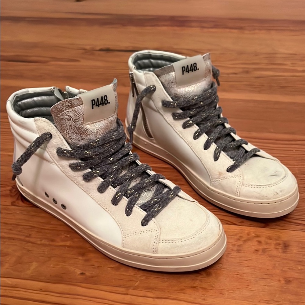 P448 White High-Top Sneakers